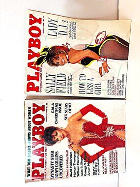 Vintage Dec 83 Joan Collins Mar 86 Sally Fields Playboy Magazines no centerfold